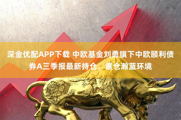 深金优配APP下载 中欧基金刘勇旗下中欧颐利债券A三季报最新持仓，重仓瀚蓝环境